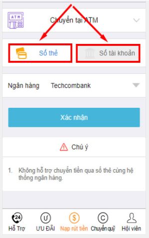 chuyển khoản ATM bước 3