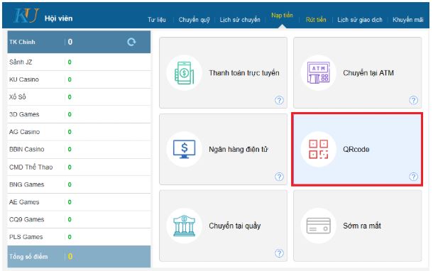 nạp ku bằng mã QR