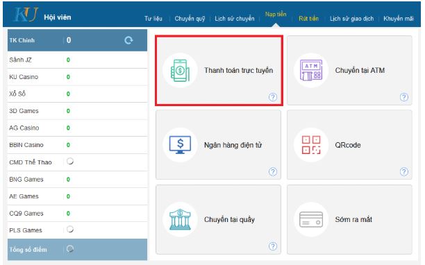 nạp kubet qua ebanking