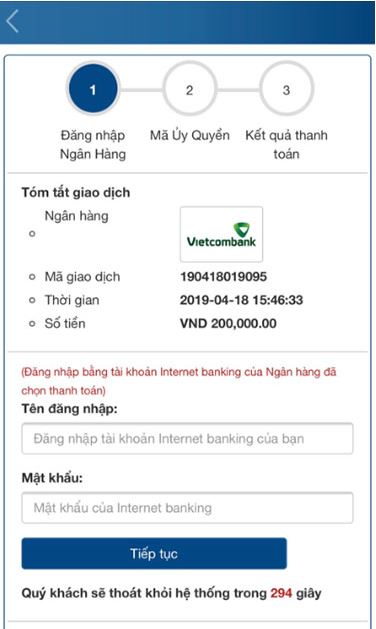 thanh toán ebanking bước 5